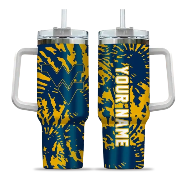custom west virginia mountaineers burst swirl blue curved tumbler best selling.webp