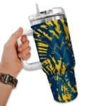 custom west virginia mountaineers burst swirl blue curved tumbler best selling.webp