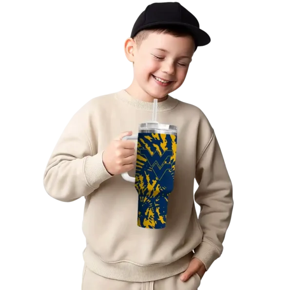 custom west virginia mountaineers burst swirl blue curved tumbler latest model.webp