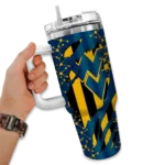 custom west virginia mountaineers claw cut blue black curved tumbler best selling.webp