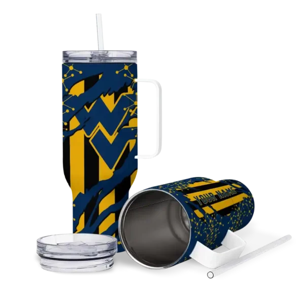 custom west virginia mountaineers claw cut blue black curved tumbler high quality.webp