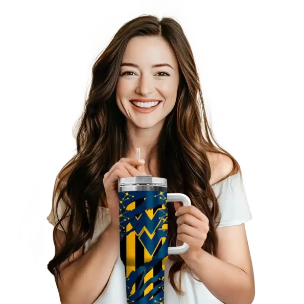 custom west virginia mountaineers claw cut blue black curved tumbler premium grade.webp