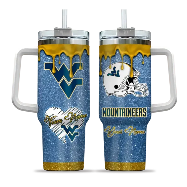 custom west virginia mountaineers heart helmet motif blue curved tumbler best selling.webp