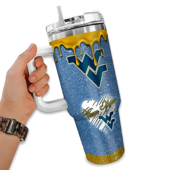 custom west virginia mountaineers heart helmet motif blue curved tumbler fashion forward.webp