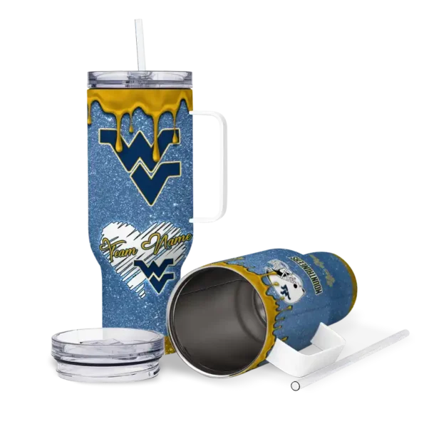custom west virginia mountaineers heart helmet motif blue curved tumbler high quality.webp