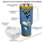 custom west virginia mountaineers heart helmet motif blue curved tumbler best selling.webp