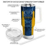 custom west virginia mountaineers hexagon armor blue curved tumbler best selling.webp
