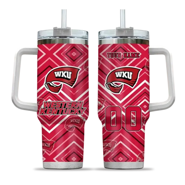 custom western kentucky hilltoppers bold diamonds red curved tumbler best selling.webp