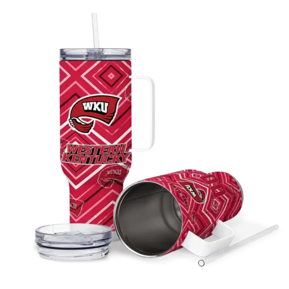 custom western kentucky hilltoppers bold diamonds red curved tumbler high quality.webp