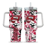 custom western kentucky hilltoppers camo mashup red white curved tumbler best selling.webp