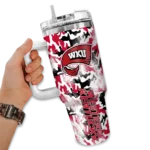 custom western kentucky hilltoppers camo mashup red white curved tumbler best selling.webp