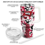 custom western kentucky hilltoppers camo mashup red white curved tumbler best selling.webp