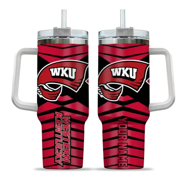 custom western kentucky hilltoppers chevron layers red curved tumbler best selling.webp