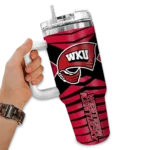 custom western kentucky hilltoppers chevron layers red curved tumbler best selling.webp