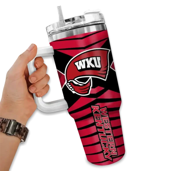 custom western kentucky hilltoppers chevron layers red curved tumbler fashion forward.webp