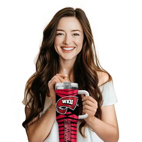 custom western kentucky hilltoppers chevron layers red curved tumbler premium grade.webp