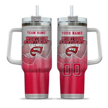 custom western kentucky hilltoppers gradient dots red curved tumbler best selling.webp