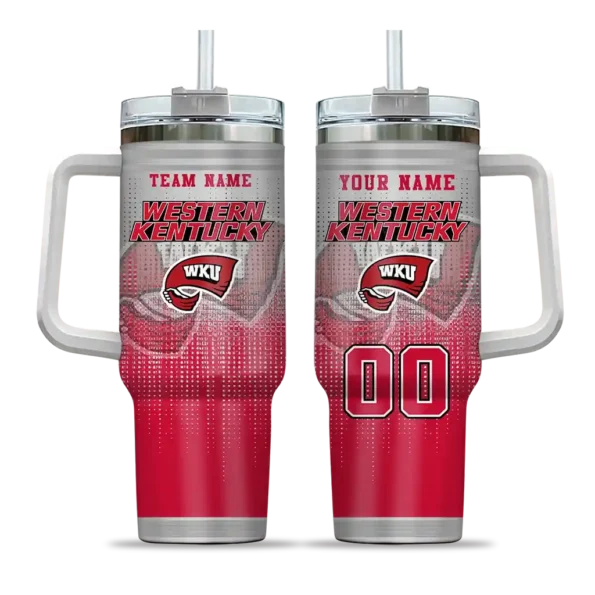 custom western kentucky hilltoppers gradient dots red curved tumbler best selling.webp