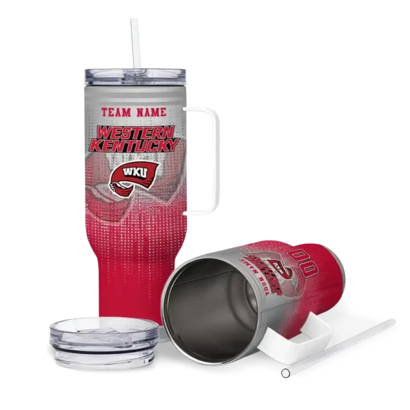 custom western kentucky hilltoppers gradient dots red curved tumbler high quality.webp