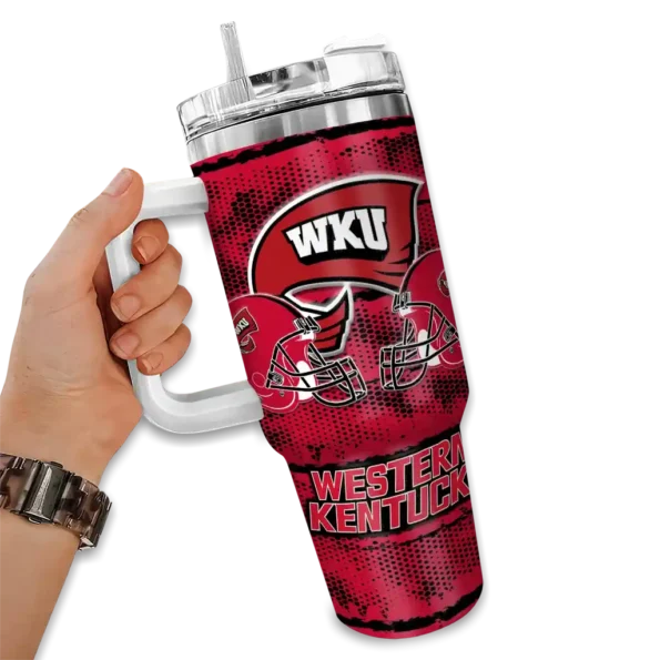 custom western kentucky hilltoppers honey streaks red curved tumbler fashion forward.webp