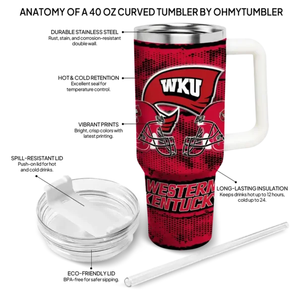 custom western kentucky hilltoppers honey streaks red curved tumbler new arrival.webp