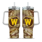custom western michigan broncos abstract paths brown curved tumbler best selling.webp