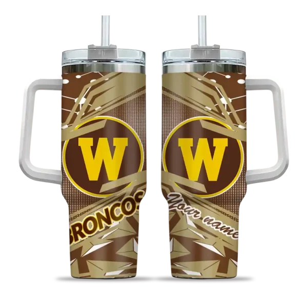 custom western michigan broncos abstract paths brown curved tumbler best selling.webp
