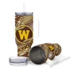 custom western michigan broncos abstract paths brown curved tumbler best selling.webp