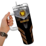 custom western michigan broncos arrow armor brown black curved tumbler best selling.webp