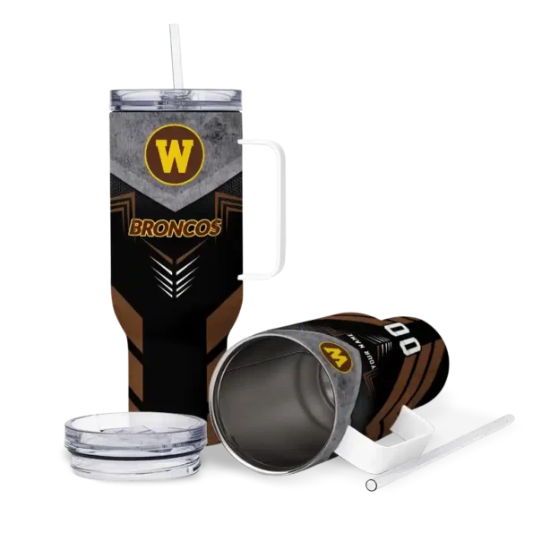 custom western michigan broncos arrow armor brown black curved tumbler high quality.webp
