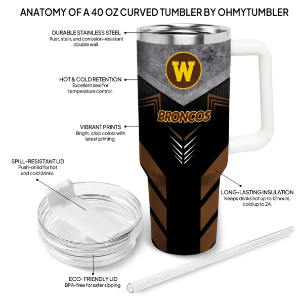 custom western michigan broncos arrow armor brown black curved tumbler new arrival.webp