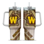 custom western michigan broncos arrow burst brown curved tumbler best selling.webp