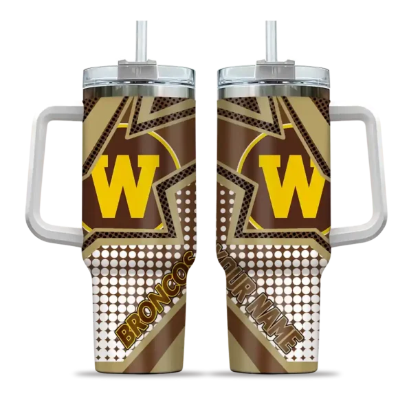 custom western michigan broncos arrow burst brown curved tumbler best selling.webp