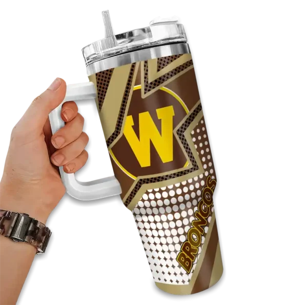 custom western michigan broncos arrow burst brown curved tumbler fashion forward.webp
