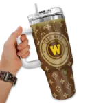 custom western michigan broncos bullseye drips brown curved tumbler best selling.webp