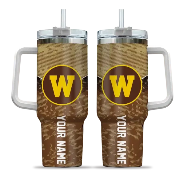 custom western michigan broncos chevron stripe brown curved tumbler best selling.webp