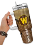 custom western michigan broncos chevron stripe brown curved tumbler best selling.webp