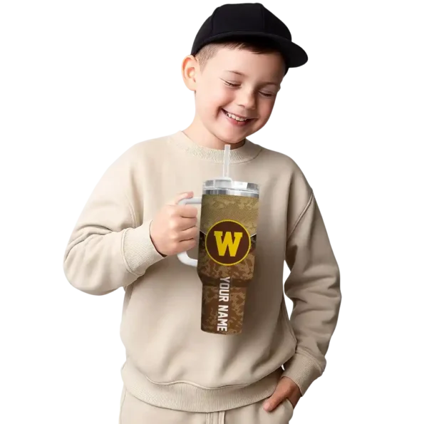 custom western michigan broncos chevron stripe brown curved tumbler latest model.webp