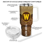 custom western michigan broncos chevron stripe brown curved tumbler best selling.webp