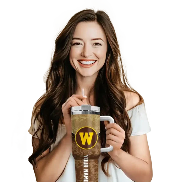 custom western michigan broncos chevron stripe brown curved tumbler premium grade.webp