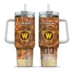 custom western michigan broncos geometric prism brown curved tumbler best selling.webp