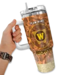 custom western michigan broncos geometric prism brown curved tumbler best selling.webp