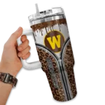 custom western michigan broncos leopard zipper brown curved tumbler best selling.webp