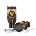custom western michigan broncos leopard zipper brown curved tumbler best selling.webp