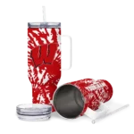 custom wisconsin badgers burst swirl red curved tumbler best selling.webp