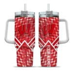 custom wisconsin badgers chevron angle red curved tumbler best selling.webp