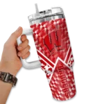 custom wisconsin badgers chevron angle red curved tumbler best selling.webp