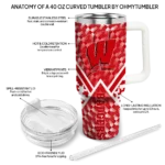 custom wisconsin badgers chevron angle red curved tumbler best selling.webp