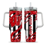 custom wisconsin badgers claw cut red black curved tumbler best selling.webp