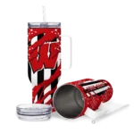 custom wisconsin badgers claw cut red black curved tumbler best selling.webp